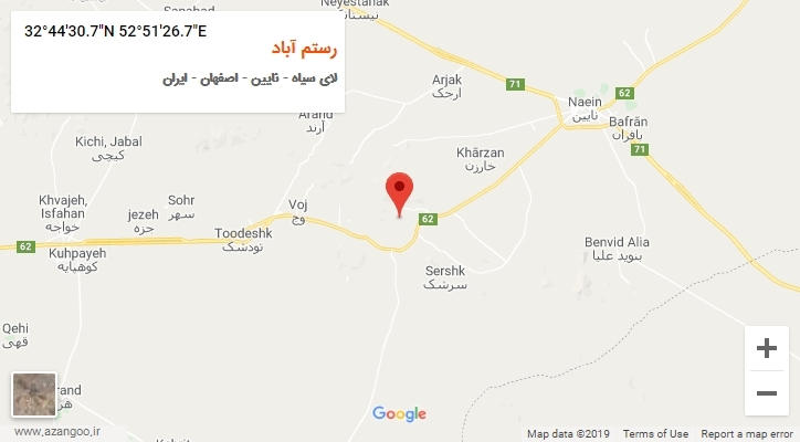 روستای رستم آباد بر روی نقشه