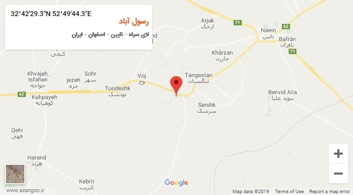 روستای رسول آباد بر روی نقشه