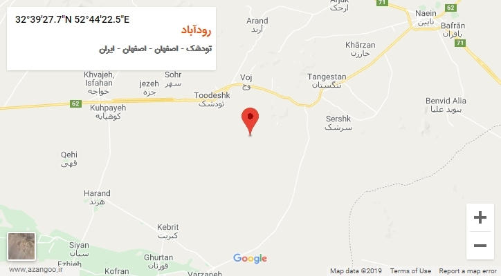 روستای رودآباد بر روی نقشه