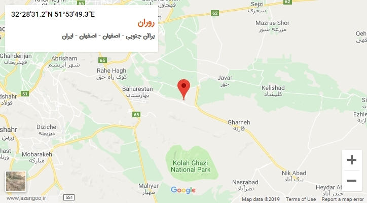 روستای روران بر روی نقشه