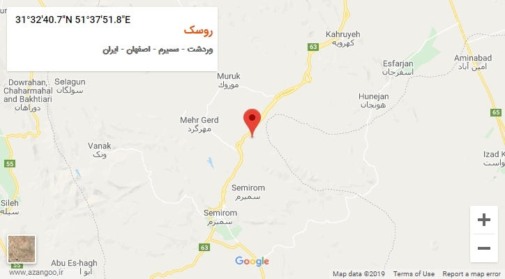 روستای روسک بر روی نقشه