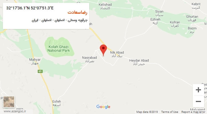 روستای رضاسعادت بر روی نقشه