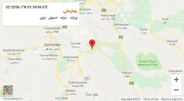 روستای رضازمانی بر روی نقشه