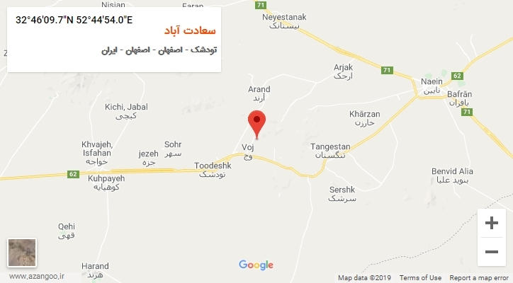 روستای سعادت آباد بر روی نقشه