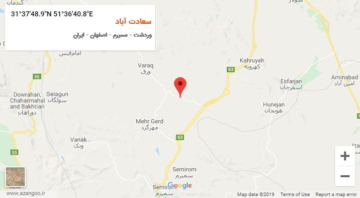 روستای سعادت آباد بر روی نقشه