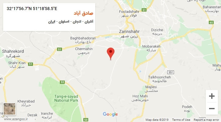 روستای صادق آباد بر روی نقشه
