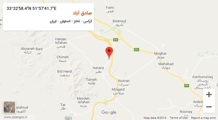 روستای صادق آباد بر روی نقشه