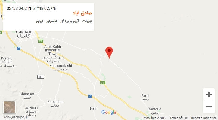 روستای صادق آباد بر روی نقشه
