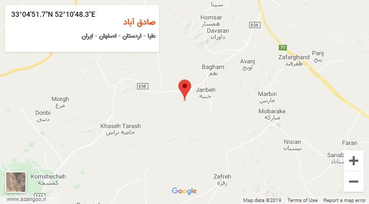 روستای صادق آباد بر روی نقشه