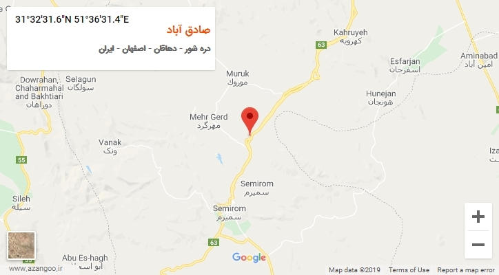روستای صادق آباد بر روی نقشه