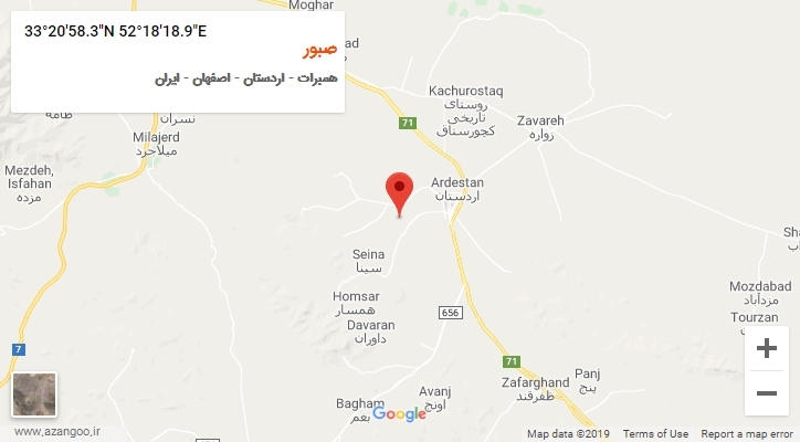 روستای صبور بر روی نقشه