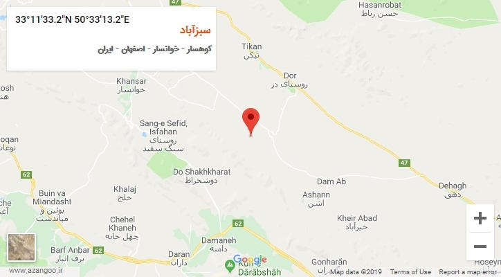 روستای سبزآباد بر روی نقشه