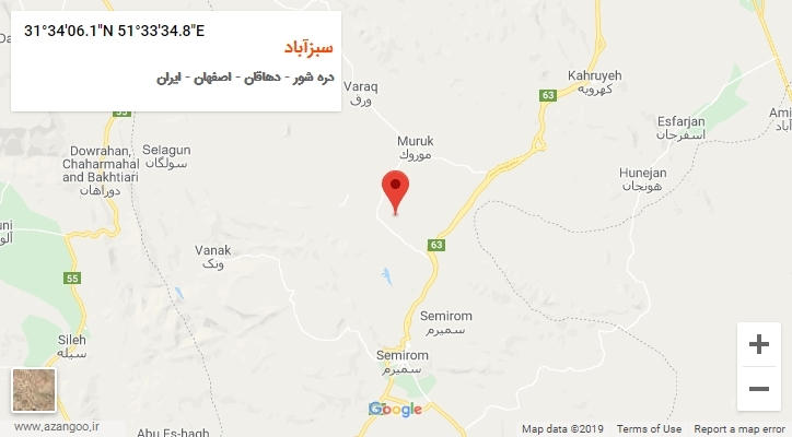روستای سبزآباد بر روی نقشه