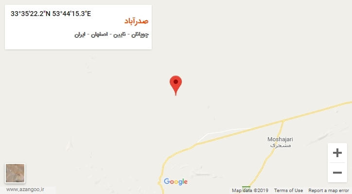 روستای صدرآباد بر روی نقشه