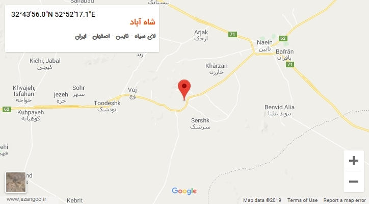 روستای شاه آباد بر روی نقشه