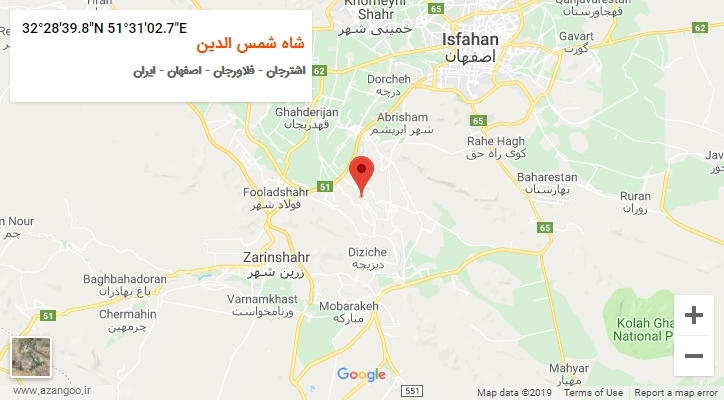 روستای شاه شمس الدین بر روی نقشه