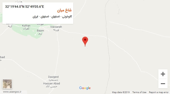 روستای شاخ میان بر روی نقشه