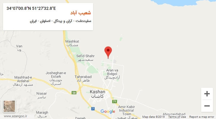 روستای شعیب آباد بر روی نقشه