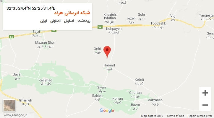 روستای شبکه ابرسانی هرند بر روی نقشه