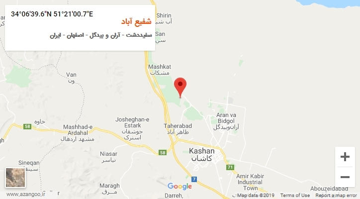 روستای شفیع آباد بر روی نقشه