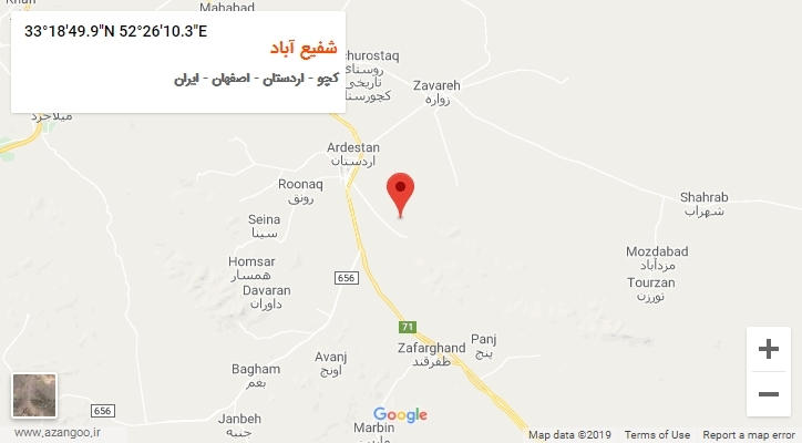 روستای شفیع آباد بر روی نقشه