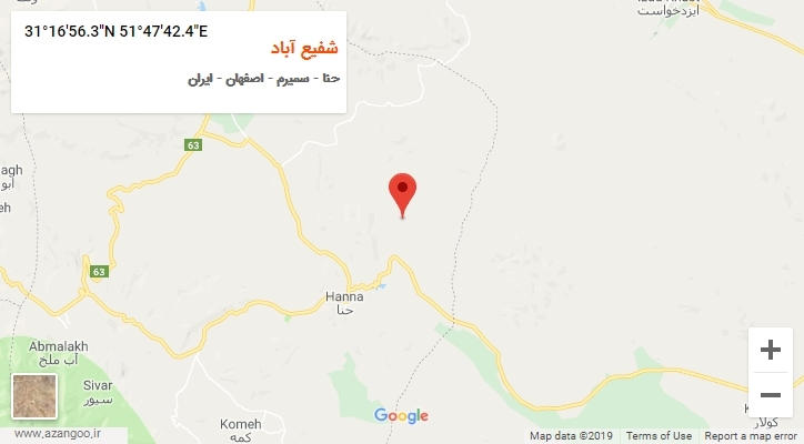 روستای شفیع آباد بر روی نقشه