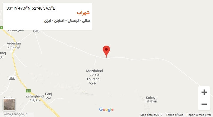 روستای شهراب بر روی نقشه