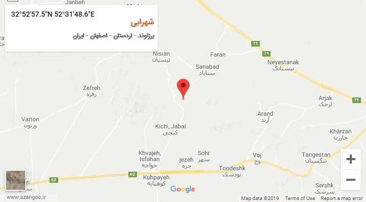 روستای شهرابی بر روی نقشه