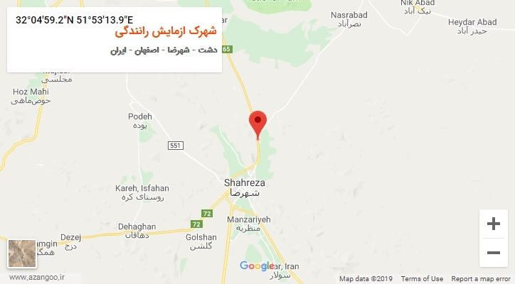 روستای شهرک ازمایش رانندگی بر روی نقشه