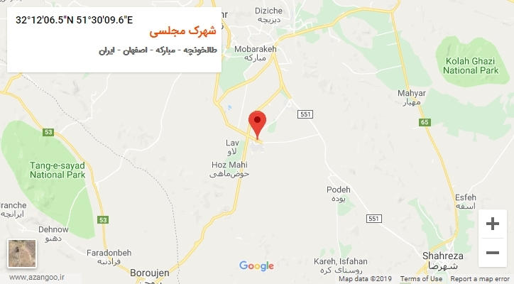 روستای شهرک مجلسی بر روی نقشه