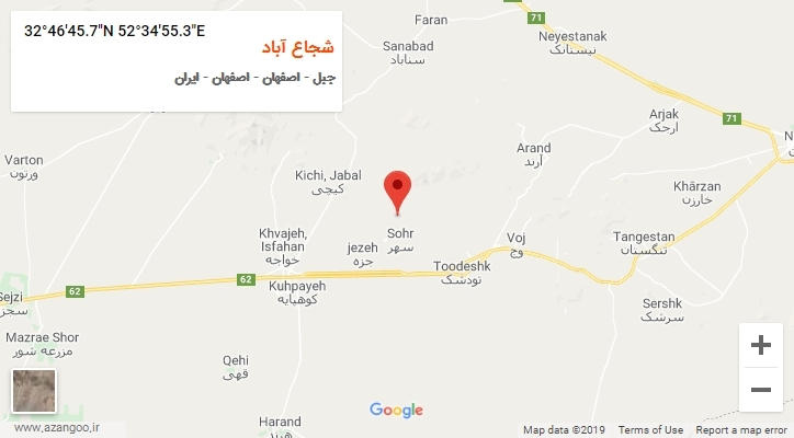 روستای شجاع آباد بر روی نقشه