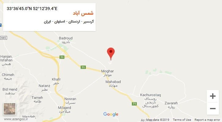 روستای شمس آباد بر روی نقشه