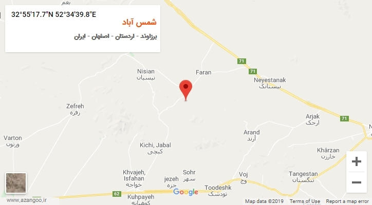 روستای شمس آباد بر روی نقشه