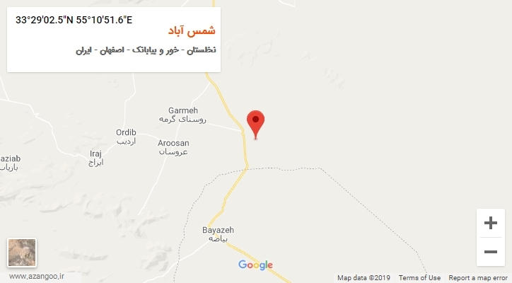 روستای شمس آباد بر روی نقشه