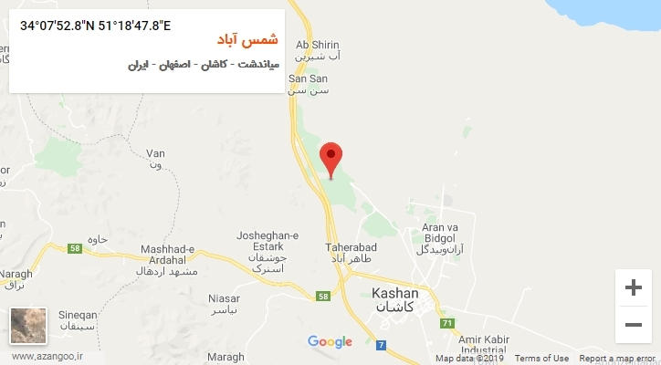 روستای شمس آباد بر روی نقشه