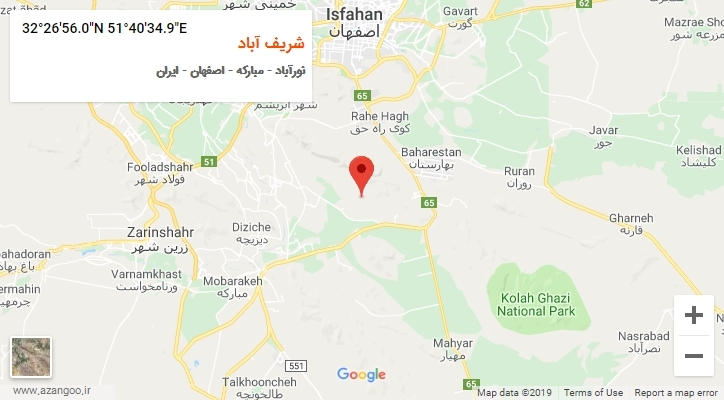 روستای شریف آباد بر روی نقشه