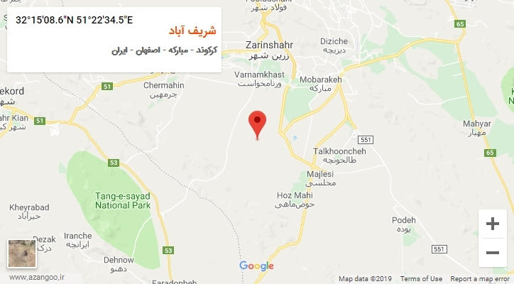 روستای شریف آباد بر روی نقشه