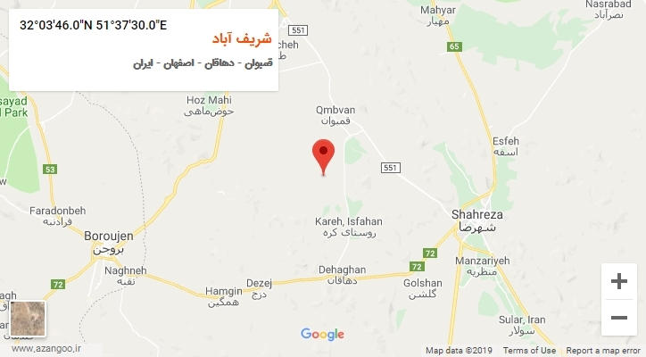 روستای شریف آباد بر روی نقشه