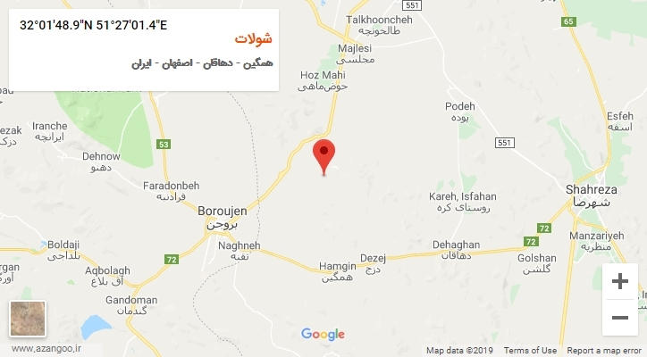 روستای شولات بر روی نقشه