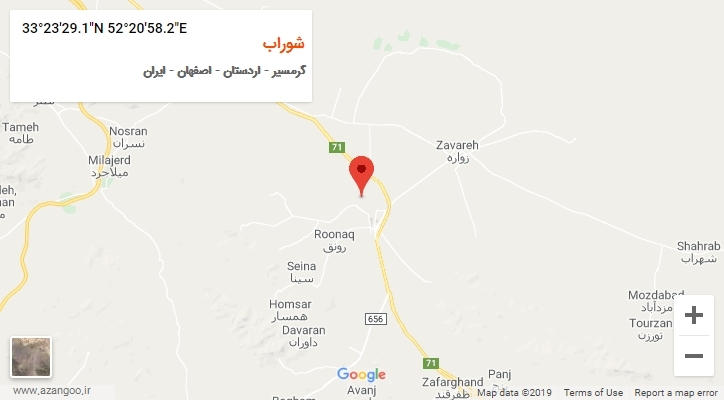 روستای شوراب بر روی نقشه
