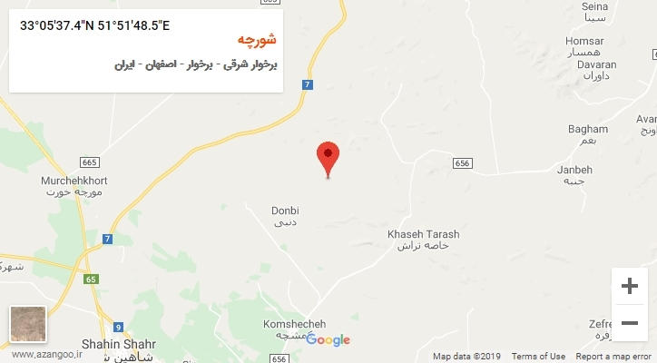 روستای شورچه بر روی نقشه
