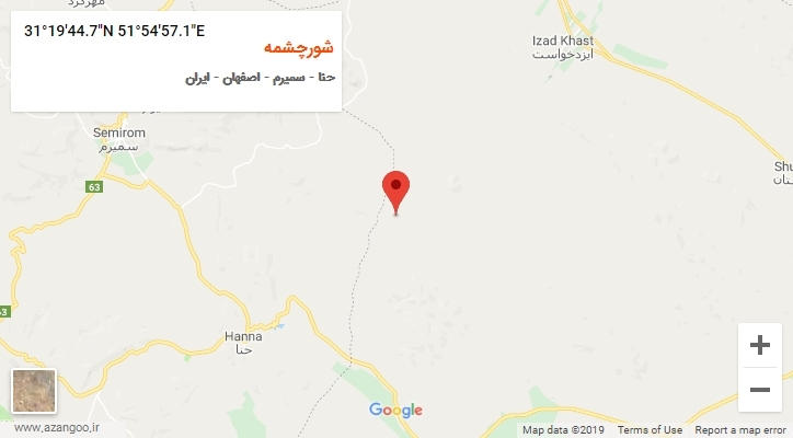 روستای شورچشمه بر روی نقشه
