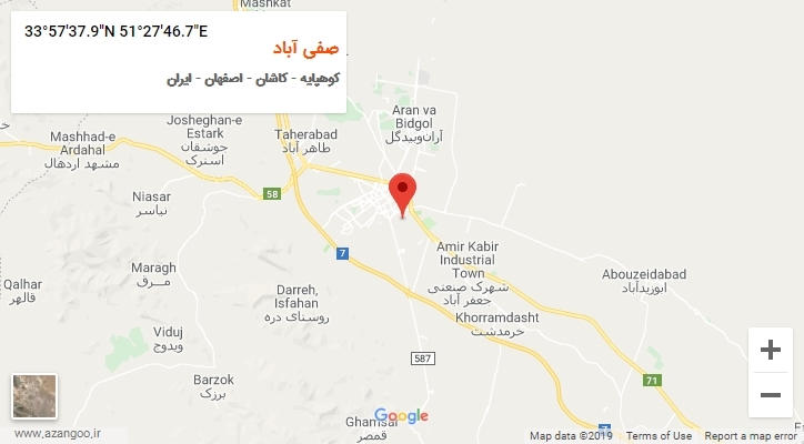 روستای صفی آباد بر روی نقشه