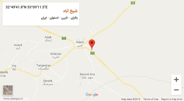 روستای شیخ آباد بر روی نقشه