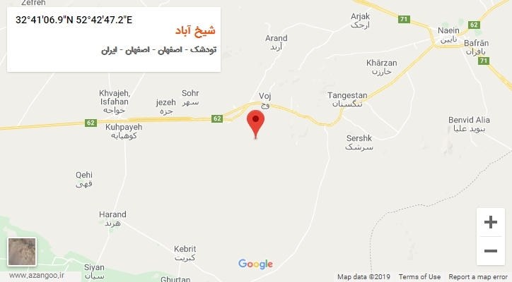 روستای شیخ آباد بر روی نقشه
