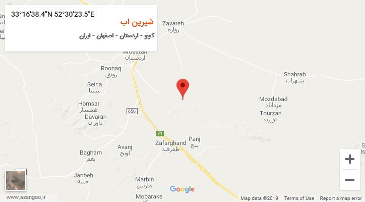 روستای شیرین اب بر روی نقشه