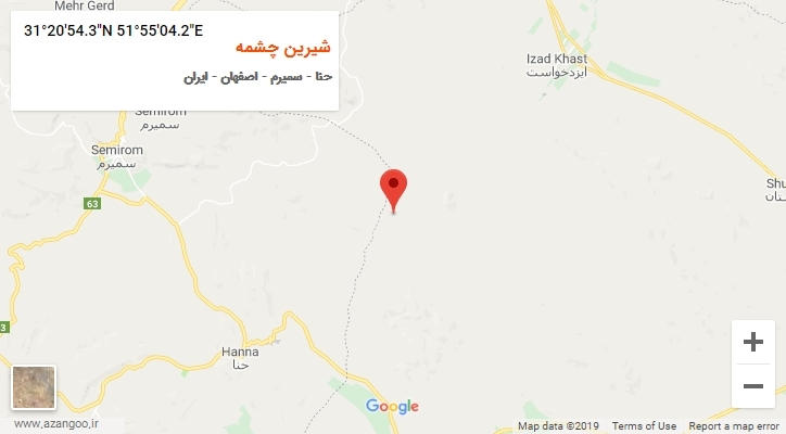 روستای شیرین چشمه بر روی نقشه