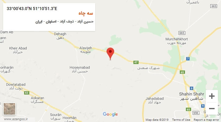 روستای سه چاه بر روی نقشه