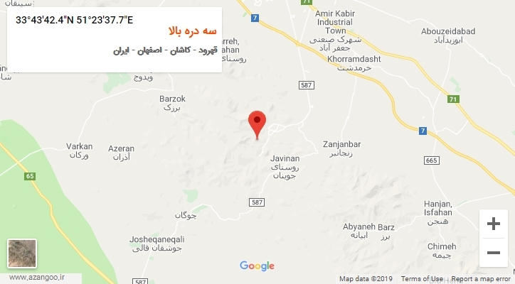 روستای سه دره بالا بر روی نقشه