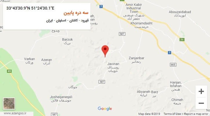 روستای سه دره پایین بر روی نقشه